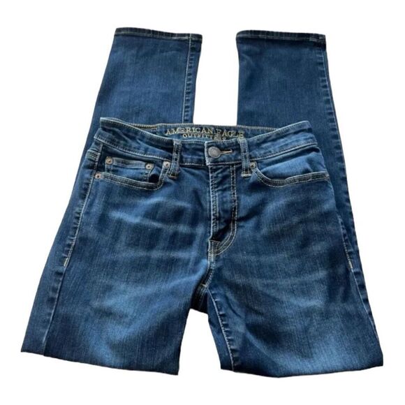 American Eagle Jeans Mens 26x28 Blue Denim Cotton Slim Straight Extreme-Flex - Picture 1 of 10